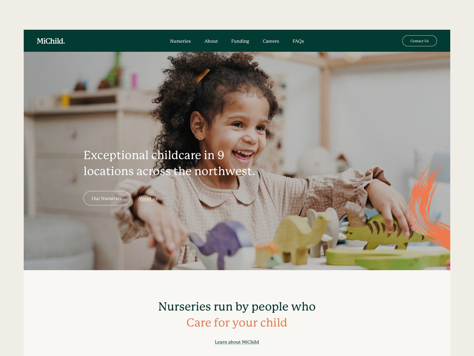 MiChild homepage design
