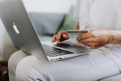 Person buying online with a debit card