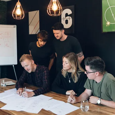The team go through some new website witreframes