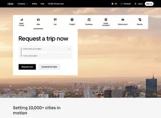 Uber website after