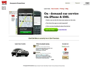 Uber website before