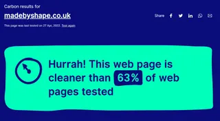 Shape website carbon sustainability rating