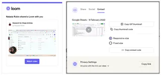 Share and embed windows for Loom